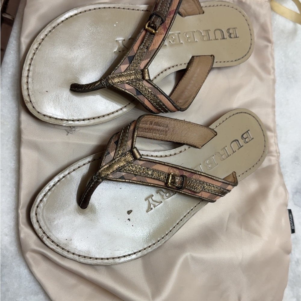 Burberry Women's Gold and Brown Sandals